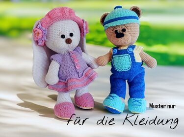 Spring clothes for Teddy bear and Bunny. Crochet pattern