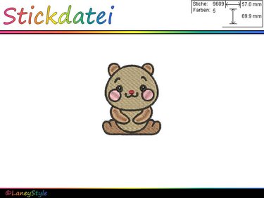 Stickdatei "Bär - Tiermotiv" - (DST, VP3, XXX, PES) - Sticken