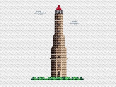 Kreuzstichvorlage Neuer Leuchtturm Borkum, für ein maritimes Stickbild, PDF