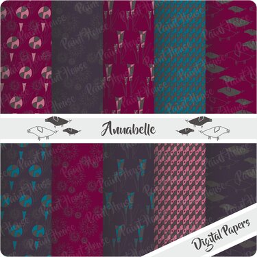 Digital Paper Dekore für Scrapbooking "Annabelle" - Basteln