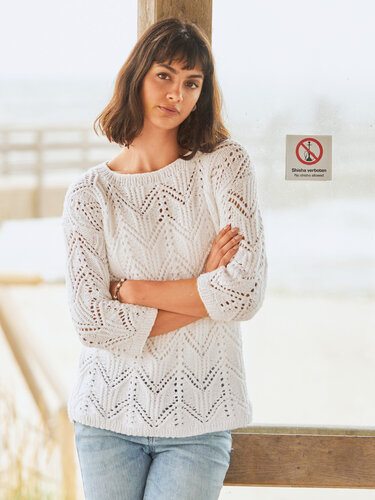 Strickanleitung: Baumwoll-Pulli mit ausdrucksstarkem Ajourmuster
