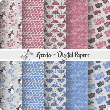 Digital Papier Scrapbooking Dessin "Gerda" - Basteln