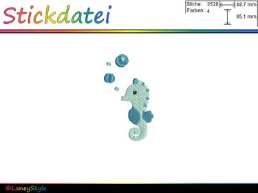 Stickdatei "Seepferdchen mit Blubberblasen" - Sticken