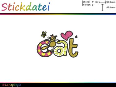 Stickdatei "Schriftzug CAT" - Sticken
