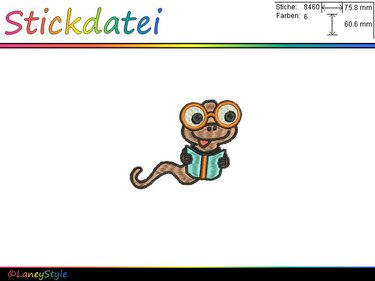 Stickdatei "Bücherwurm" - Sticken