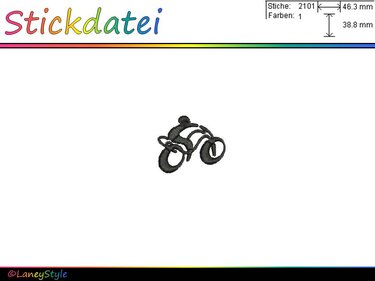 Stickdatei "kleines Motorrad - Biker - Motorradfahrer" - Sticken