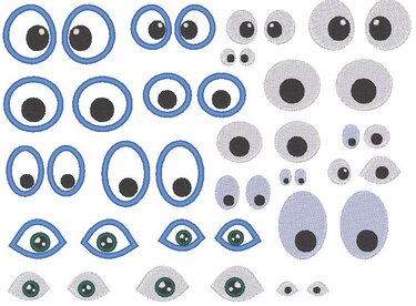 Mini kleine Augen für Kuscheltiere Bettschlagen Stickdatei - Sticken