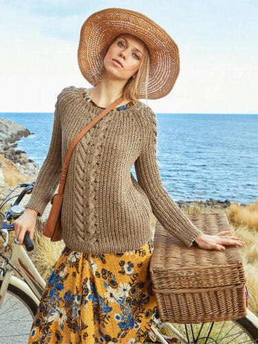 Strickanleitung: Lässiger Raglanpulli mit Zopf und Patentrippen