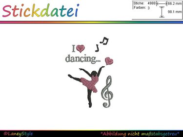 Stickdatei "Ballerina - I love dancing..." - Sticken