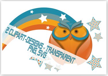 Eule Regenbogen Sterne Digital Paper Clip Art - Basteln