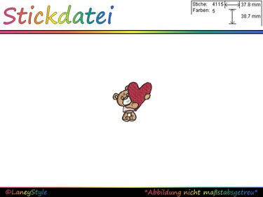 Stickdatei "Kleiner süßer Bär mit Herzchen" - Sticken