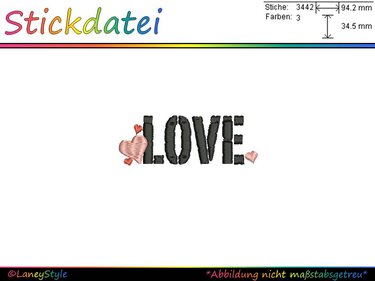 Stickdatei "LOVE - Herzchen" - (DST, VP3, XXX, PES) - Sticken