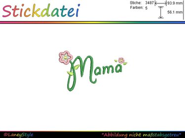 Stickdatei "Mama - Blume" - (DST, VP3, XXX, PES) - Sticken