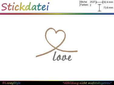 Stickdatei "Herz - love" - (DST, VP3, XXX, PES) - Sticken
