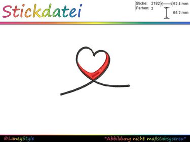 Stickdatei "geschwungenes Herz" - (DST, VP3, XXX, PES) - Sticken