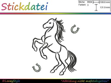 Stickdatei "Pferd - Hufeisen - Pferdemotiv (groß)" - - Sticken