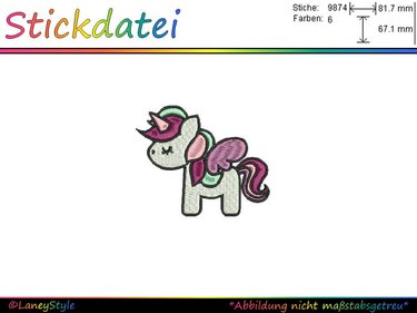Stickdatei "Einhorn mit Flügel" - (DST, VP3, XXX, PES) - Sticken