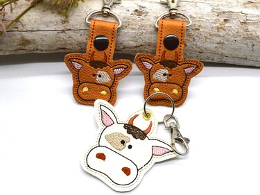 Stickdatei Kuh Anhänger Schlüsselanhänger - Sticken