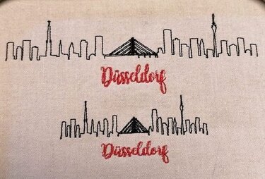 Skyline Düsseldorf Stickdatei 2 Grüössen sehr filigran - Sticken