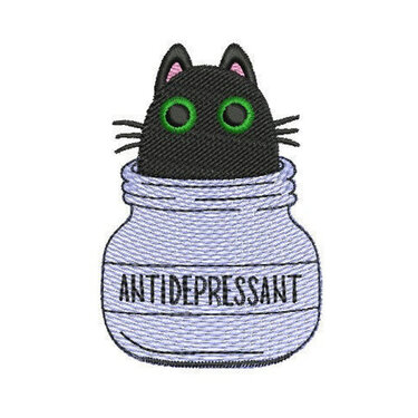 Cat Antidepressant (2 Sizes) - Embroidery