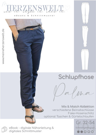 Hose Damen – E-Book Schnittmuster Gr. 32-54 – Palma