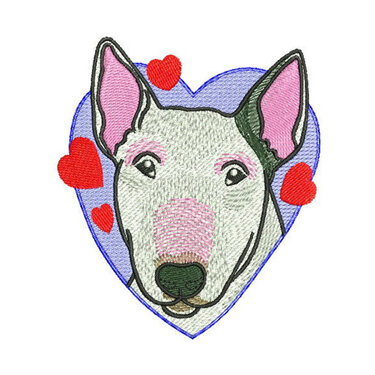 Bull Terrier in a Heart (2 Sizes) - Embroidery