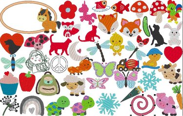 60 Minis 2.0 jeweils mit Button Mini Stickdatei - Sticken