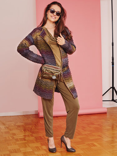 Lange, verschlusslose Jacke mit aufregenden Farbverlauf