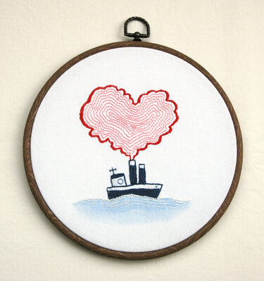 Embroidery Pattern Steamboat with Heart I