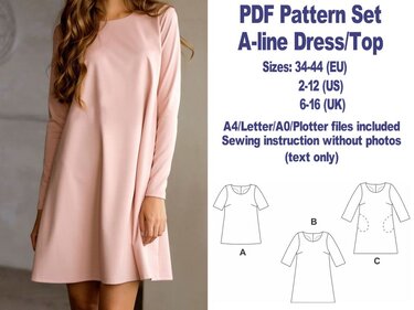 A-line Dress Pattern PDF Dress Pattern A-line Top Pattern Sewing Patterns