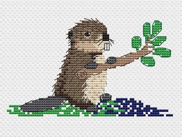 Kreuzstichvorlage Biber - ein kleines Tiermotiv zum Handsticken