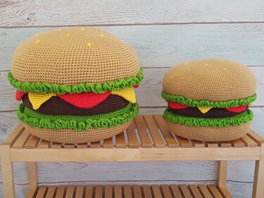 Crochet pattern hamburger cushion hamburger pillow