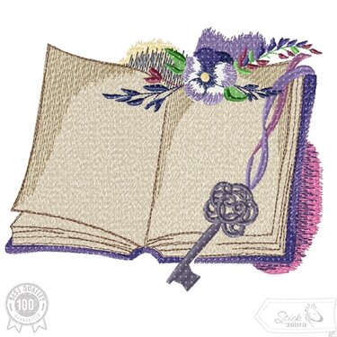 Buch Stickdatei – Florales Motiv mit Schlüssel für Leseknochen & Geschenke - Sticken