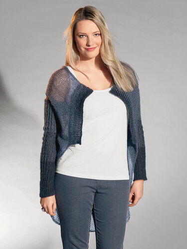 Graue Weste mit langen Armstulpen - Stricken