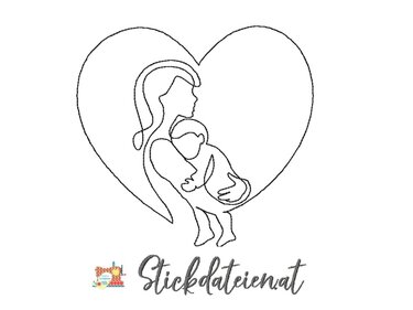 Mutterliebe, Mutter und Kind, Geburt, Stickdatei in 3 Größen - Sticken