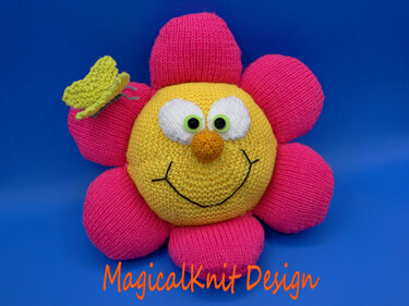 Flo the flower cushion decoration baby soft spring daisy knitting pattern