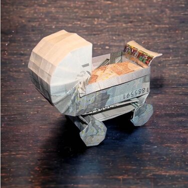 Origami Geldschein Kinderwagen Version 4 (****) - Basteln