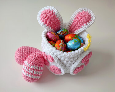 Easter Bunny Basket and Eggs - Spring Crochet Pattern