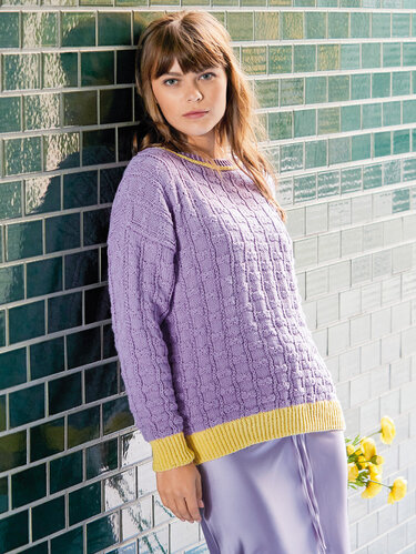 Pullover mit Karomuster in Gelb und Flieder