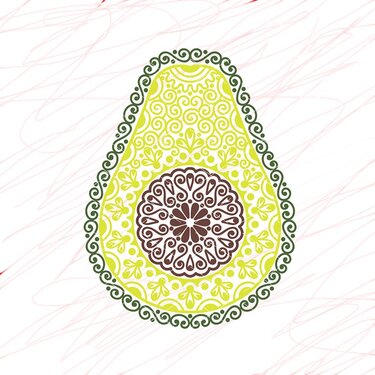 Avicado Mandala print. Tropical fruit for crafts, fashion design, furniture
