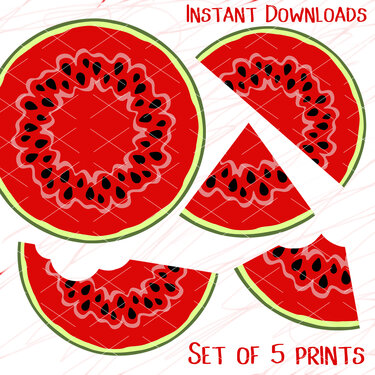 Bundle cutting files. Watermelon set of 5 prints. Tropical fruits clipart - Crafts