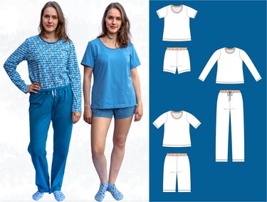 Pyjama – Schlafanzug-Set Shirt & Hose/Shorts mit Gummibund, BU 80-116 A4+A0