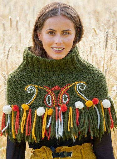 Mini-Poncho im Folkolore-Look - Stricken