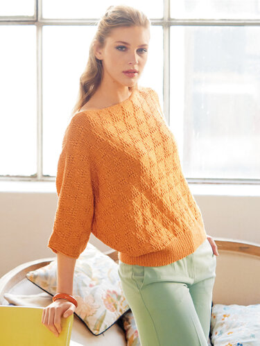 Pullover mit Fledermausärmeln in Orange - Stricken