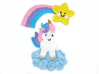 Unicorn set crochet pattern applique