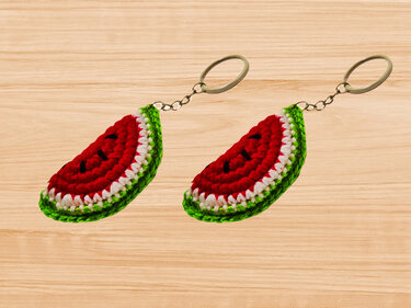 Crochet Watermelon Keychain PDF + Video Tutorial in English Only