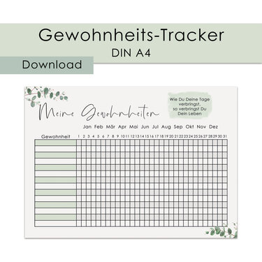 GEWOHNHEITEN Gewohnheitstracker PDF Download Gewohnheiten Vorlage - Basteln