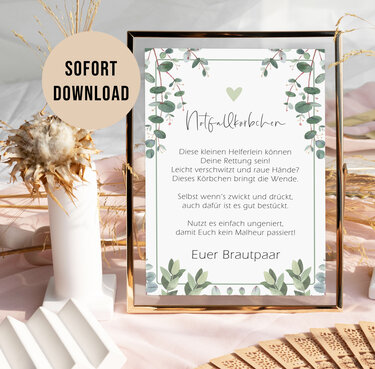 Notfallkörbchen Schild Hochzeit DIGITALE DATEI Schild Hochzeit DIN A5 - Basteln