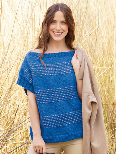 Pullunder in Blau mit Hebemaschenmuster