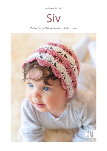 Bonnet / Babymütze "Siv" zweifarbig im Muschelmuster Häkelanleitung // PDF